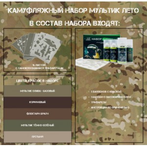 Набор оружейная краска в баллончиках, трафарет  "Мультикам лето" [NK NOVOKRASKA]